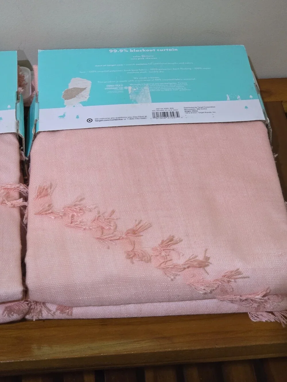 Pillowfort Blush Pink Fringed Window Curtains (2) Panels Size 42